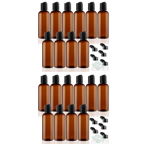 20 Pack 3.4 oz Travel Bottles for Toiletries TSA Approved Leak Proof Travel Size Containers Plastic Empty Shampoo Bottles with Labels Squeeze Bottle Toiletry Accessories(Brown) - color: D-20Brown