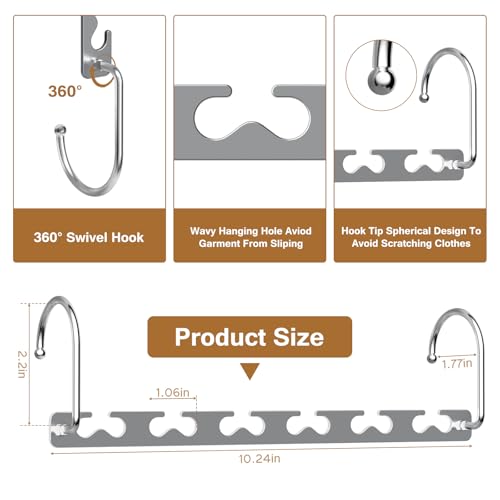 Space Saving Hangers for Clothes 6 Pack, Sturdy Metal Hangers Wardrobe Organizer, Magic Cascading Hanger, Closet Space Saver Closet Organizers and Storage
