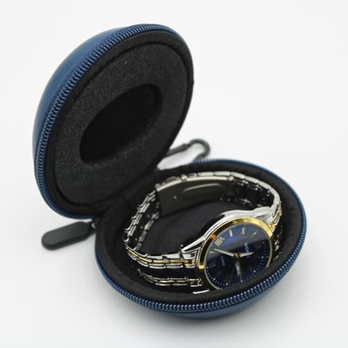 Watch Travel Case Single Storage - Fits all Wristwatches & Smart Watches up to 50mm Watch Travel Box Organizer and Display for Men and Women(BLUE) - color: PU-BLUE