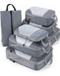 Meowoo 7 Set Compression Packing Cubes for Travel, Durable Ripstop Mesh Suitcase Organizer with Shoe Bag, Ultralight & Expandable Space Saver Travel Cubes - color: Gray