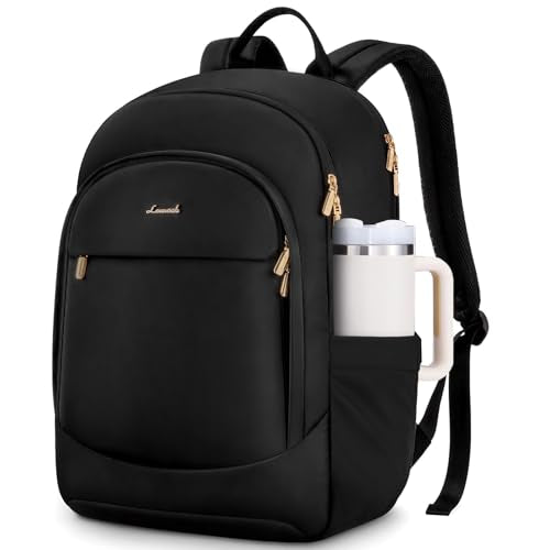 LOVEVOOK Travel Backpack for Women, 17.3 Laptop Backpack Women w/Large Tumbler Pockets, Water Resistant College Bookbag, Large Capacity Black Computer Backpacks for Work, Black - color: Black, size: 17.3 inches
