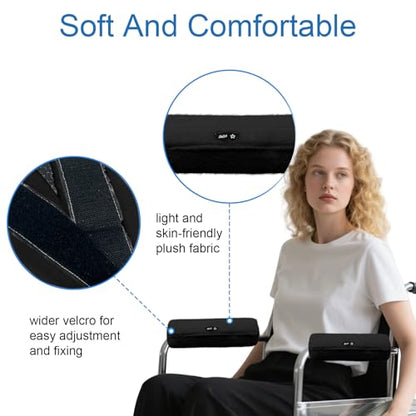 SPRING SEAON Wheelchair Armrest Covers 2 Pack Soft Memory Foam Wheelchair armrest Pads Wicking Washable for Office Transport Chair (Black) - color: Black