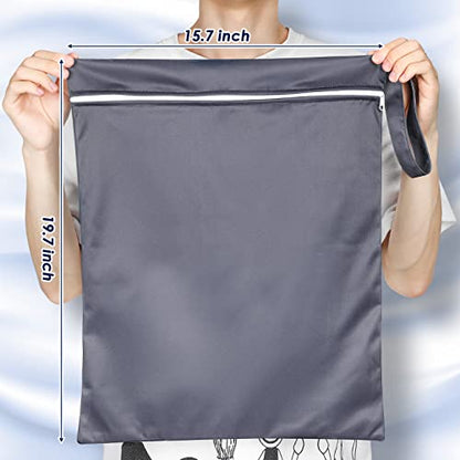 Shappy 2 Pack Large Travel Laundry Bags, Large Wet Dry Waterproof Dirty Clothes Bag for Suitcase, Swimsuit Beach Gym College Dorm Wet Bag(Solid Gray Blue) - style: Solid Gray Blue