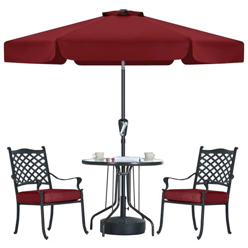 MASTERCANOPY 7.5ft Patio Umbrella with Valance, Crank and Tilt – 6 Ribs Outdoor Market Umbrella, UV/Fade Resistant, Waterproof Canopy with Wind Vent for Garden, Deck, Backyard, Pool (Burgundy) - color: Burgundy, size: 7.5FT