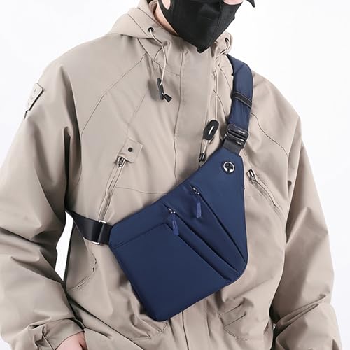 Anti Theft Crossbody Bags for Women Men, Multi-Pocket Shoulder Bag, Slim Sling Bags with 2 RFID Blocking Card - color: Left Shoulder-blue