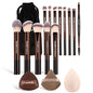 MAANGE 16PCS Makeup Brush Set Travel Makeup Brushes for Liquid Powder Contour Concealer Cream Cosmetics Blending Eyeshadow Eyeliner (Coffee) - color: Coffee