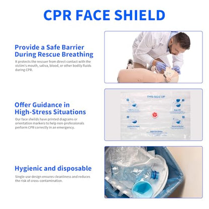 CPR Face Shield with Keyring (6 Pack), CPR Pocket Mask for Emergency Kit, First-Aid and Training with One-Way Valve by Frontline (Pink) - color: Pink