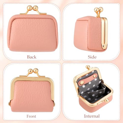 Mini Portable Jewelry Box, Leather Mini Travel Jewelry Case with Kiss Lock Small Rings Organizer Box for Women Rings Earrings Necklace Bracelets Storage
