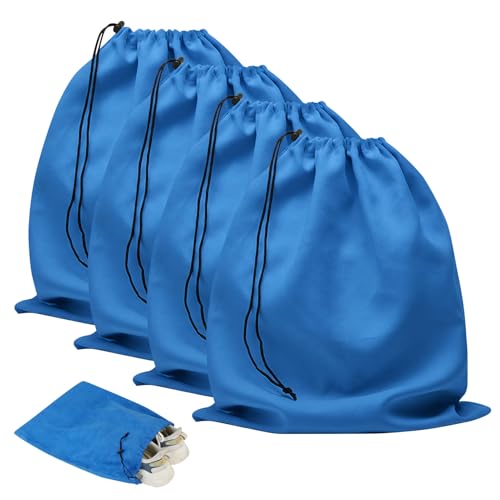 LAKE OF FIRE 4-Piece Travel Shoe Bags for Packing, 17.7" x 13.8" Dustproof Shoe Bags with Drawstring Closure,Washable & Reusable(Blue) - color: Blue
