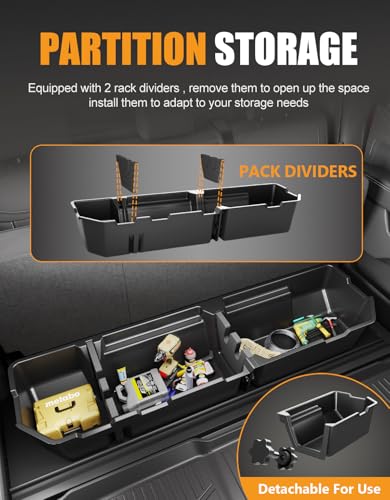 KINGGERI Under Seat Storage Boxes - Compatible with 2006-2025 Honda Ridgeline Crew Cab, Heavy Duty Upgraded Rear Under Back Seat Storage Truck Cargo Black Tool Box Organizer - size: Compatible with 2006-2025 Honda Ridgeline