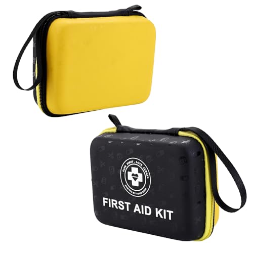 Small First Aid Kit - 165 Piece Dual-Color Emergency Medical Kit with Hard Shell & Fluorescent Exterior Coating, Emergency First Aid Kit for Home, Car, Travel, Hiking & Outdoor(Black/Yellow) - color: Black/Yellow