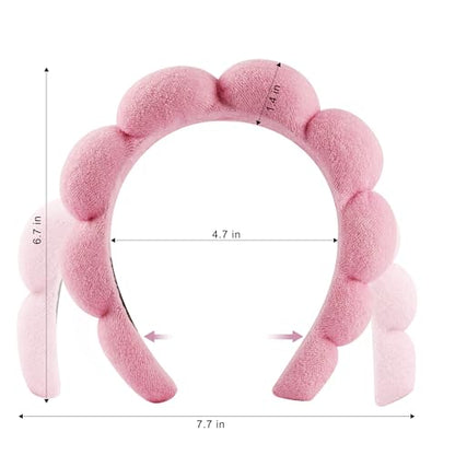 Real Perfection Spa Headband for Washing Face, Skincare Headband Wristband Set for Facial Mask Skin Care, Makeup Remover Towel Cloth Small Spray Bottle with Travel Makeup Bag Gifts for Women - Pink - color: Pink
