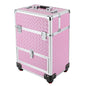 3in1 Rolling Makeup Train Case,Aluminum Trolley Case with 360° Rotation Wheels for Professional Salon Barber Traveling Cart Trunk Cosmetic Beauty Storage (Pink 18.5in) - color: Pink 18.5in