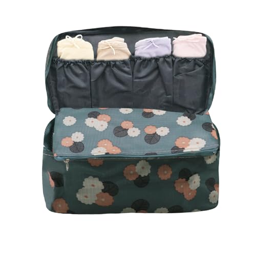 Bra Underwear Storage Bag Portable Multi-Functional Travel Organizers Pouch Case Packing Cube Cosmetic Bag,Blue Flowers - color: Blue Flowers