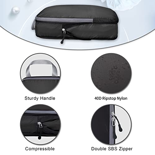 BAGAIL 5 Set Ultralight Compression Packing Cubes Travel Accessories Expandable Packing Organizers(Black) - color: Black