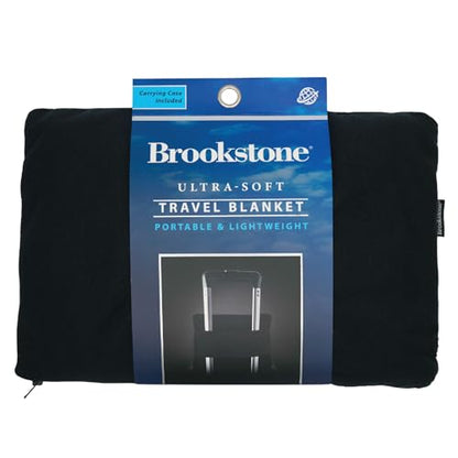 Brookstone Travel Blanket - Super Soft Fleece Throw Blanket with Foot Pocket, Lightweight & Compact Travel Blanket, Plane & Road Trip Essentials, Black Foot Pocket - color: Black Foot Pocket
