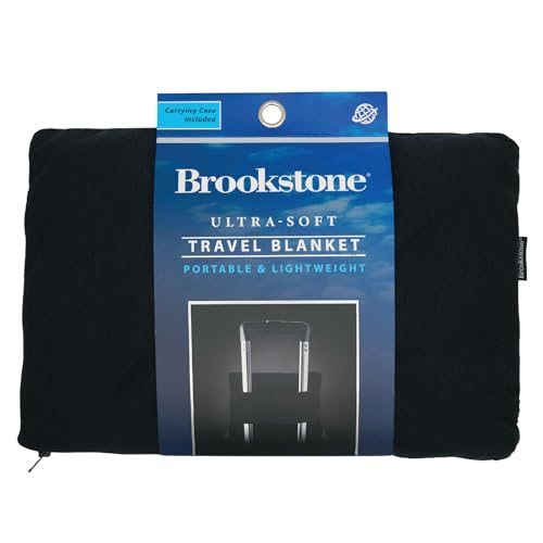 Brookstone Travel Blanket - Super Soft Fleece Throw Blanket with Foot Pocket, Lightweight & Compact Travel Blanket, Plane & Road Trip Essentials, Black Foot Pocket - color: Black Foot Pocket