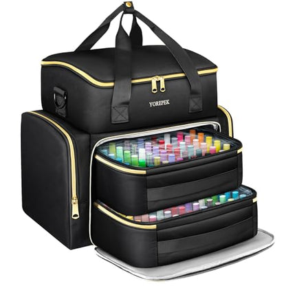 YOREPEK Extra Large Nail Polish Organizer Case Holds 96 to 100+ Bottles (15ml/0.5 fl.oz) UV lamp, Gel Polish Travel Case Bag with 2 Removable Pouches Fits Nail Supplies, Manicurist Nail Tech Gifts - color: Black-96bottles