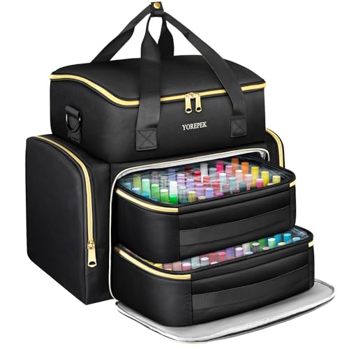YOREPEK Extra Large Nail Polish Organizer Case Holds 96 to 100+ Bottles (15ml/0.5 fl.oz) UV lamp, Gel Polish Travel Case Bag with 2 Removable Pouches Fits Nail Supplies, Manicurist Nail Tech Gifts - color: Black-96bottles