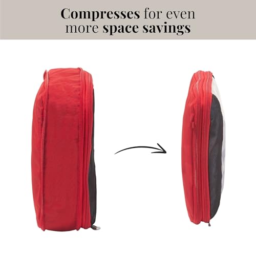 Baggallini Compression Cube 3-piece set - Lightweight Compression Packing Cubes for Travel - color: Scarlet