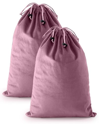 FantasyLife Shoe Bags for Travel, Washable Dust Bags for Storage & Packing, Flannel Shoe Pouch with Drawstring Closure for Purses, Handbags, Shoes & Toys (2, Parfait Pink, 17.3"x12.6") - color: Parfait Pink, size: 17.3"x12.6"