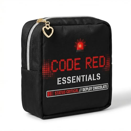 Period Bag – Compact Discreet Tampons & Pad Pouch with Waterproof Lining, Cute & Stylish Period Pouches - color: Red