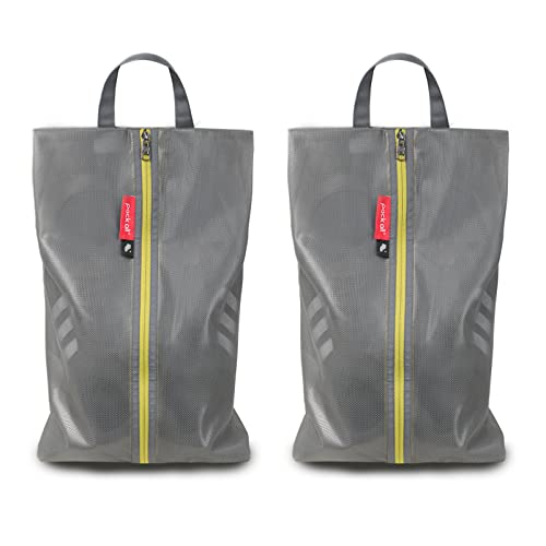 pack all Plus-Sized Shoe Bag for Travel, Water-Resistant Shoe Pouch for Gym, Odor-Resistant Soccer Cleats Bag for Sport (Grey, 2-Pack) - color: Plus-Grey, style: 2 Pack