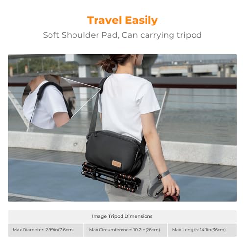 K&F CONCEPT Camera Sling Bag Crossbody Bag Waterproof Camera Shoulder Backpack DSLR/SLR/Mirrorless Camera Case - color: 09 Black Medium