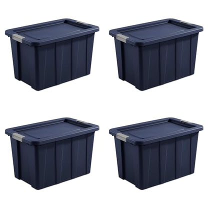 Sterilite 4-Pack Storage Bins with Lids, Heavy Duty Totes, Tuff1, 30 Gallon, Dark Indigo - color: Dark Indigo, size: 30 Gallon (4 Pack)