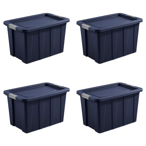 Sterilite 4-Pack Storage Bins with Lids, Heavy Duty Totes, Tuff1, 30 Gallon, Dark Indigo - color: Dark Indigo, size: 30 Gallon (4 Pack)