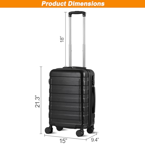 SUPER DEAL 21 Inch Carry On Luggage with Spinner Wheels, Expandable Hardside Suitcase Height Adjustable Durable Rolling Luggage with Porable Handle and Side Feet for Business Trips and Travel, Black - color: Black