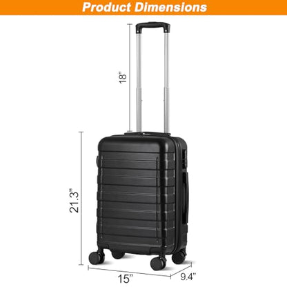 SUPER DEAL 21 Inch Carry On Luggage with Spinner Wheels, Expandable Hardside Suitcase Height Adjustable Durable Rolling Luggage with Porable Handle and Side Feet for Business Trips and Travel, Black - color: Black