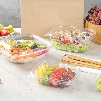 Restaurantware-Thermo Tek 8 Ounce Clamshell Containers, 100 Anti-Fog To Go Food Containers - Freezable, Rectangle, Clear Plastic Food Packaging Containers, Disposable - size: 8 oz