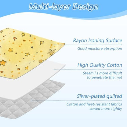 Golden Stars and Dots Ironing Mat for Table top Portable Ironing Pad Blanket for Washer Dryer Countertop Travel - color: Golden Stars and Dots