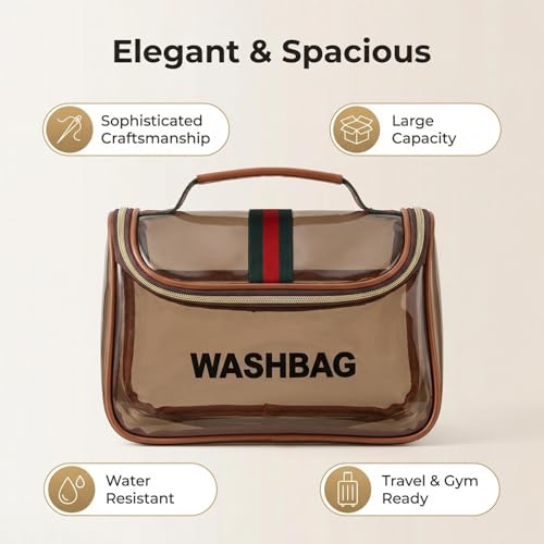 Retro Clear Makeup Bag Waterproof Large Capacity Zipper Travel Toiletry Organizer for Women - size: M3