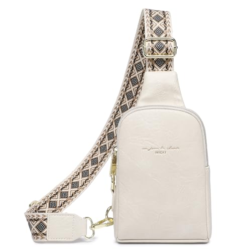 Haytijoe Small Anti Theft Crossbody Bag for Women Faux Leather Lightweight Sling Bags RFID Blocking Fanny Pack for Travel - color: Apricot Light