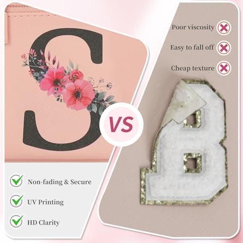 OCHEAL Initial Makeup Bag,Monogram Make up Bag Pink Travel Makeup Organizer Case Beauty Toiletry Cosmetic Bag with Brush Holder, Trendy Stuff Personalized Gifts for Women and Girls-S - color: Pink, style: S