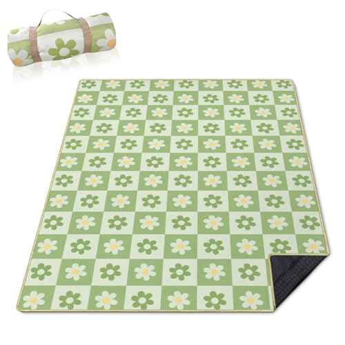 Checkered Blankets Waterproof Foldable,60''x80'' Portable Dual Layers Outdoor Travel Camping Backpacking Hiking Beach Blanket Mat for Grass Padded Lawn Park Beach,Checkered Picnic Accessories - color: Checkered Flower