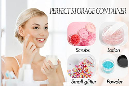 5 Gram Sample Containers with Lids, Mini Makeup Containers, Empty Plastic Travel Cosmetic Containers with Labels(25 Count, Pink Lid) - color: Pink