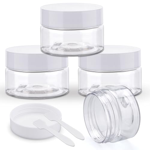 Cosywell Travel Jars Containers Plastic Cream Jars for Toiletries 1oz 4 Pack Empty Lotion Leak-proof & TSA Approved Bottles Accessories with Hard Sealed Lids for Cosmetic Makeup Face Cream (Clear) - color: C-1oz Clear