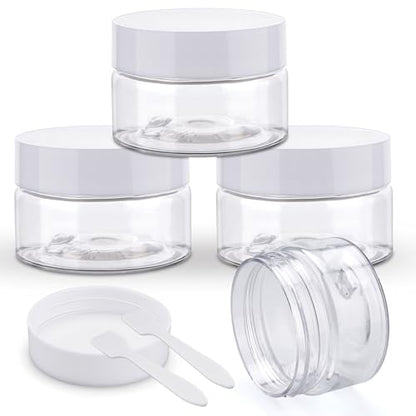 Cosywell Travel Jars Containers Plastic Cream Jars for Toiletries 1oz 4 Pack Empty Lotion Leak-proof & TSA Approved Bottles Accessories with Hard Sealed Lids for Cosmetic Makeup Face Cream (Clear) - color: C-1oz Clear