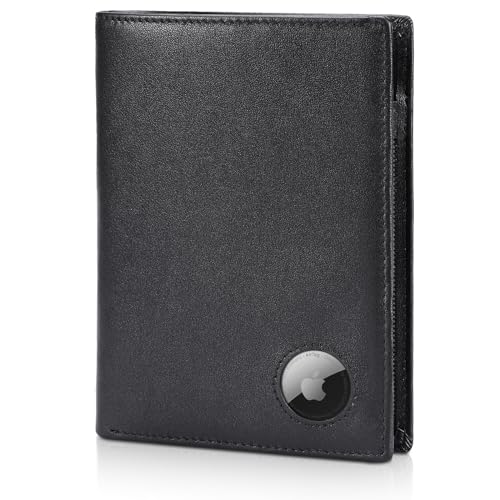Polare Luxury RFID Blocking Leather Passport Holder Travel Wallet For Men and Women (Black with AirTag Slot) - color: Black with AirTag Slot