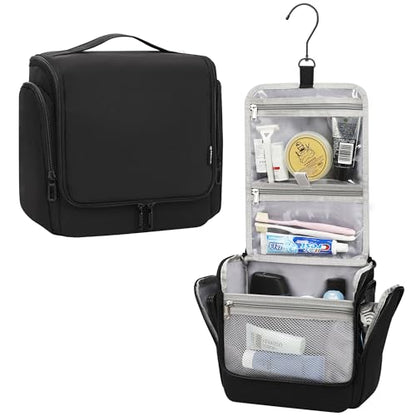 Relavel Hanging Toiletry Bag for Men and Women, Travel Toiletries Bag Water-resistant Large Makeup Cosmetic Organizer Storage, Shaving Dopp Kit Shower Bathroom Hygiene Bags, Carry-on Travel Essentials - color: Black