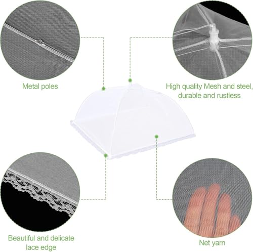 4 Pack Mesh Food Covers 14 inch, Large and Tall Food Covers, Pop-Up Mesh Food Covers Tent Umbrella for BBQs, Outdoors, Screen Tents, Parties Picnics - size: 4 Pack, 14 Inch