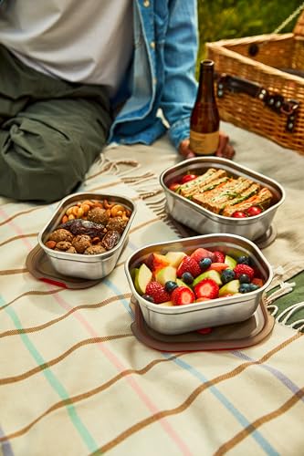 BLACK + BLUM Lunch Bowl Mixed Set - Reusable Meal Prep Containers for Picnic & Camping - Microwavable Stainless Steel Lunch Dinner Food Storage Box - Leak Proof Lid - Dishwasher Oven Safe - 20/30/40oz - size: Mixed Box Set (600ml / 900ml / 1.2L)
