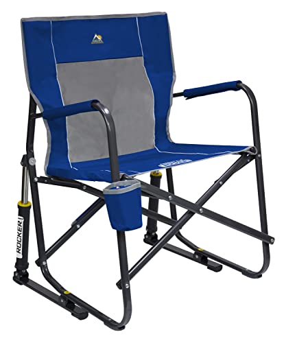 GCI Outdoor Freestyle Rocker Camping Chair | Portable Folding Rocking Chair with Solid, Durable Armrests, Drink Holder & Comfortable Backrest — Royal Blue - color: Royal Blue, style: Freestyle Rocker