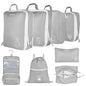 8 Set Expandable Compression Packing Cubes for Suitcases Travel Essentials Carry On Waterproof Storage Bag With Dry And Wet Separation Grey - color: Grey