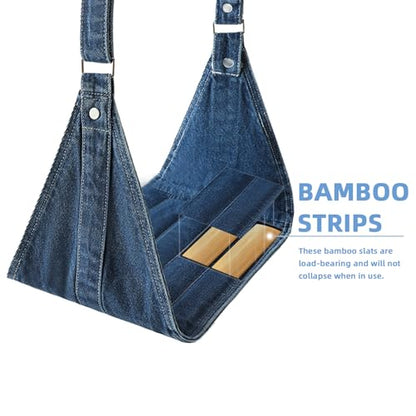 Airplane Foot Hammock, No Collapse Foot Rest for Plane Travel with Extended Adjustment Strap, Portable Desk Foot Hammock with,Cotton Denim, Foot Sling Travel Essentials to Relax Your Feet (Dark Blue) - color: Dark Blue