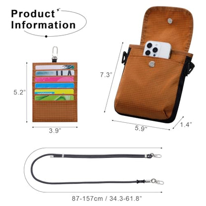 HUA ANGEL Small Crossbody Bag for Women, Phone Lanyard for Women/Men, Cell Phone Purses with Detachable 6-Layer Card Holder - color: Orange