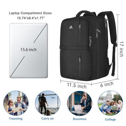 MATEIN Travel Laptop Backpack, Flight Approved Carry on Backpack with Shoe Compartment, Large Personal Item Bag Fits 15.6 inch Laptop, Water Resistant Luggage Overnight Weekender Bag, Black - color: Black, size: Large